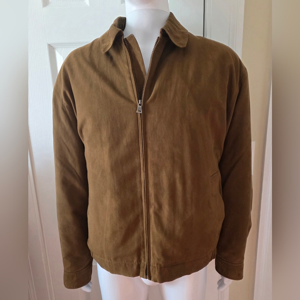 Jos. A. Bank Men's Size XL Tan/Brown Zip-Front Bomber Jacket